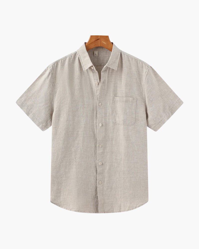 Camicia Manica Corta in Lino per Uomini | Trelix Beige