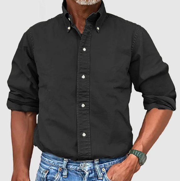 Lino | Camicia Classica Maniche Lunghe Nero
