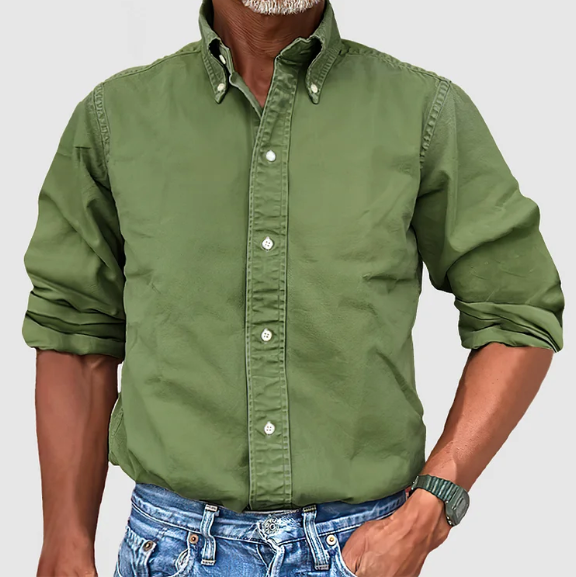 Lino | Camicia Classica Maniche Lunghe Verde militare