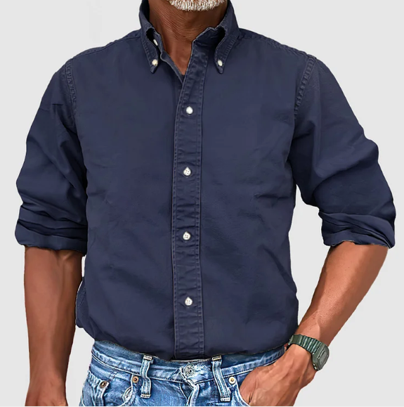 Lino | Camicia Classica Maniche Lunghe Blu navy