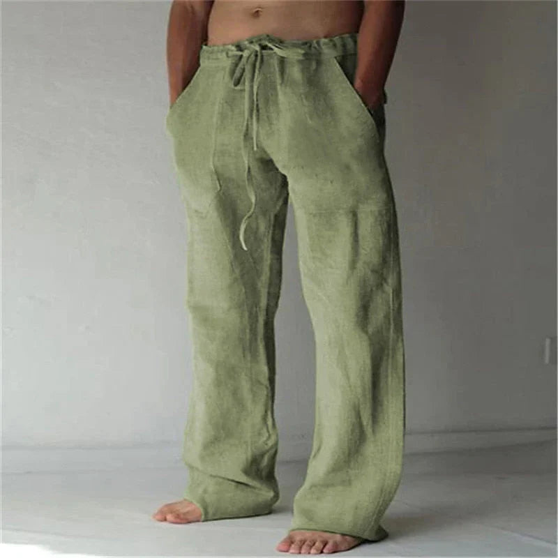 Linoa | Pantaloni Leggeri Estivi con Coulisse Gamba Larga Verde