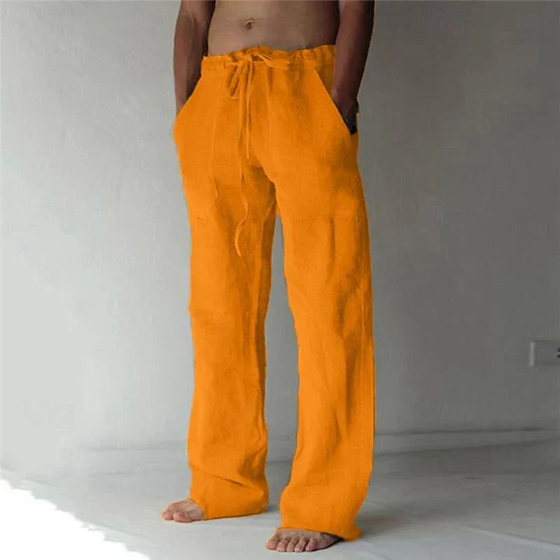 Linoa | Pantaloni Leggeri Estivi con Coulisse Gamba Larga Giallo
