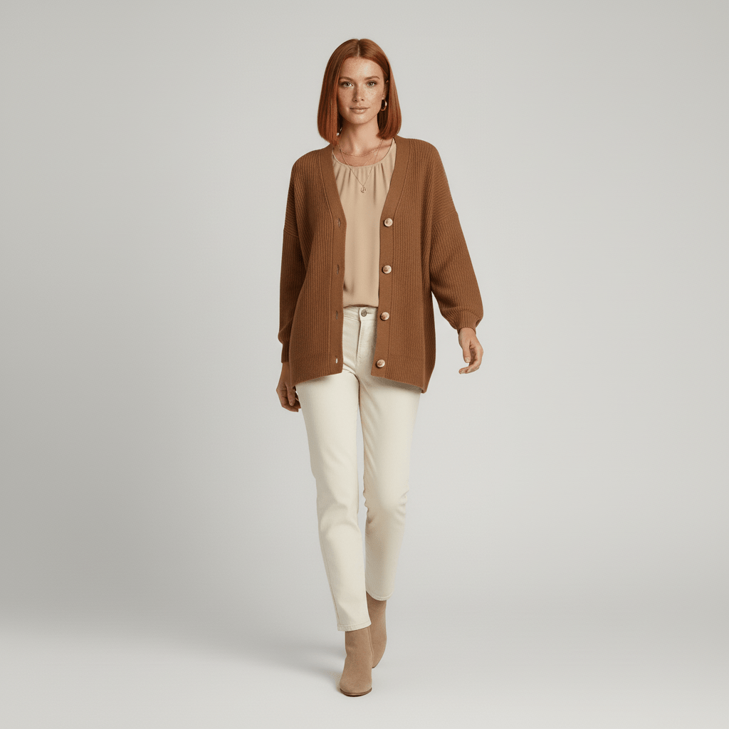Cardigan da donna con scollo a V, bottoni frontali e vestibilità comoda