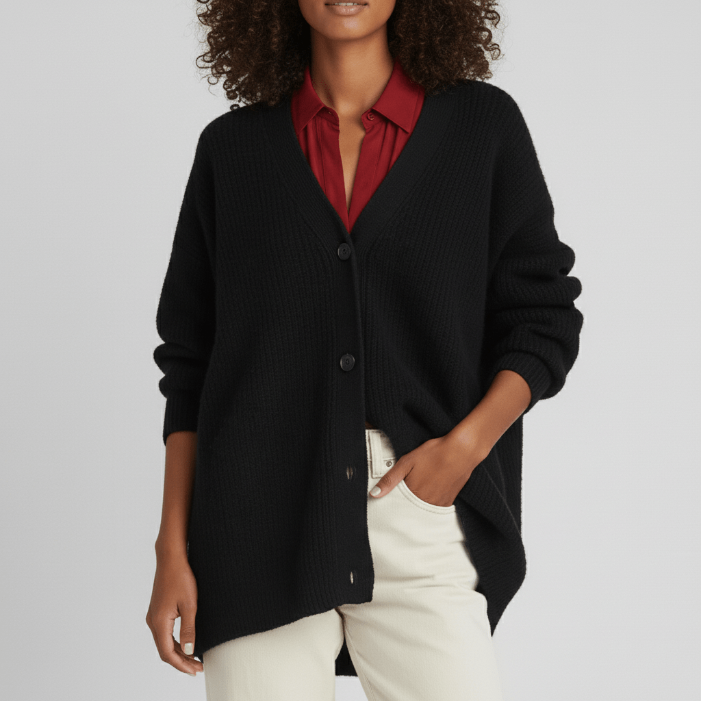 Cardigan da donna con scollo a V, bottoni frontali e vestibilità comoda