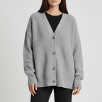 Cardigan da donna con scollo a V, bottoni frontali e vestibilità comoda