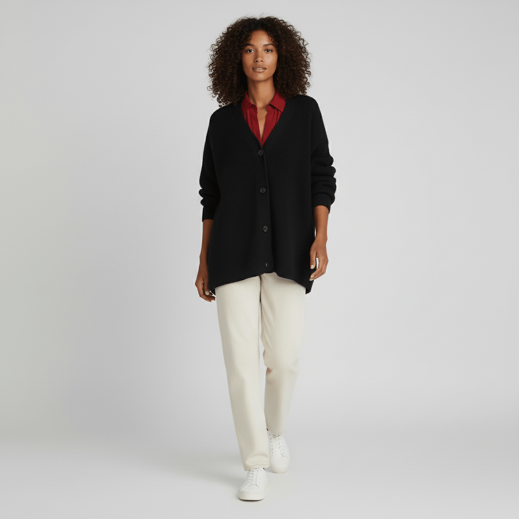 Cardigan da donna con scollo a V, bottoni frontali e vestibilità comoda