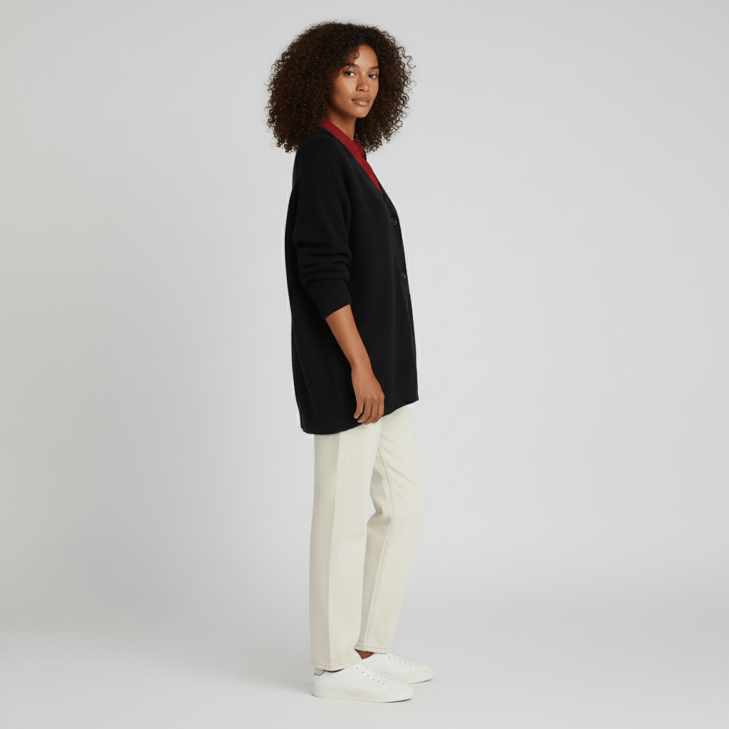 Cardigan da donna con scollo a V, bottoni frontali e vestibilità comoda