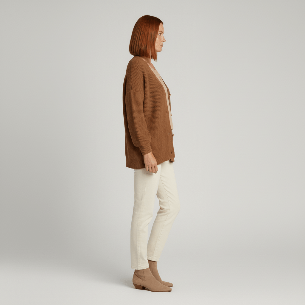 Cardigan da donna con scollo a V, bottoni frontali e vestibilità comoda