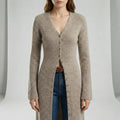 Cardigan lungo da donna con bottoni e maniche svasate