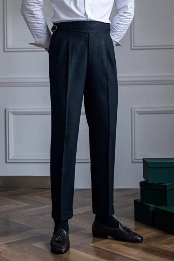 Pantaloni Dritti in Lana per Uomini | Nivaro Nero