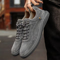Luca | Uomo Sneaker Scamosciata Stringata Low-Top Dettaglio Forato Grigio