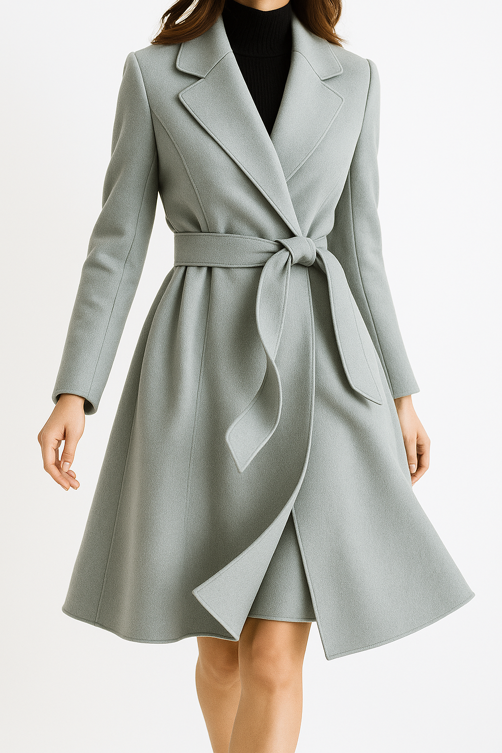 Lunara | Cappotto Elegante Invernale Cintura Grigio