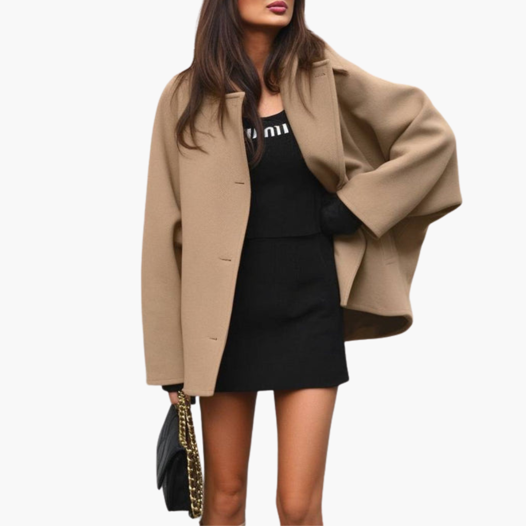 Elegante Cappotto In Lana Con Bottoni Per Donna | Lunara