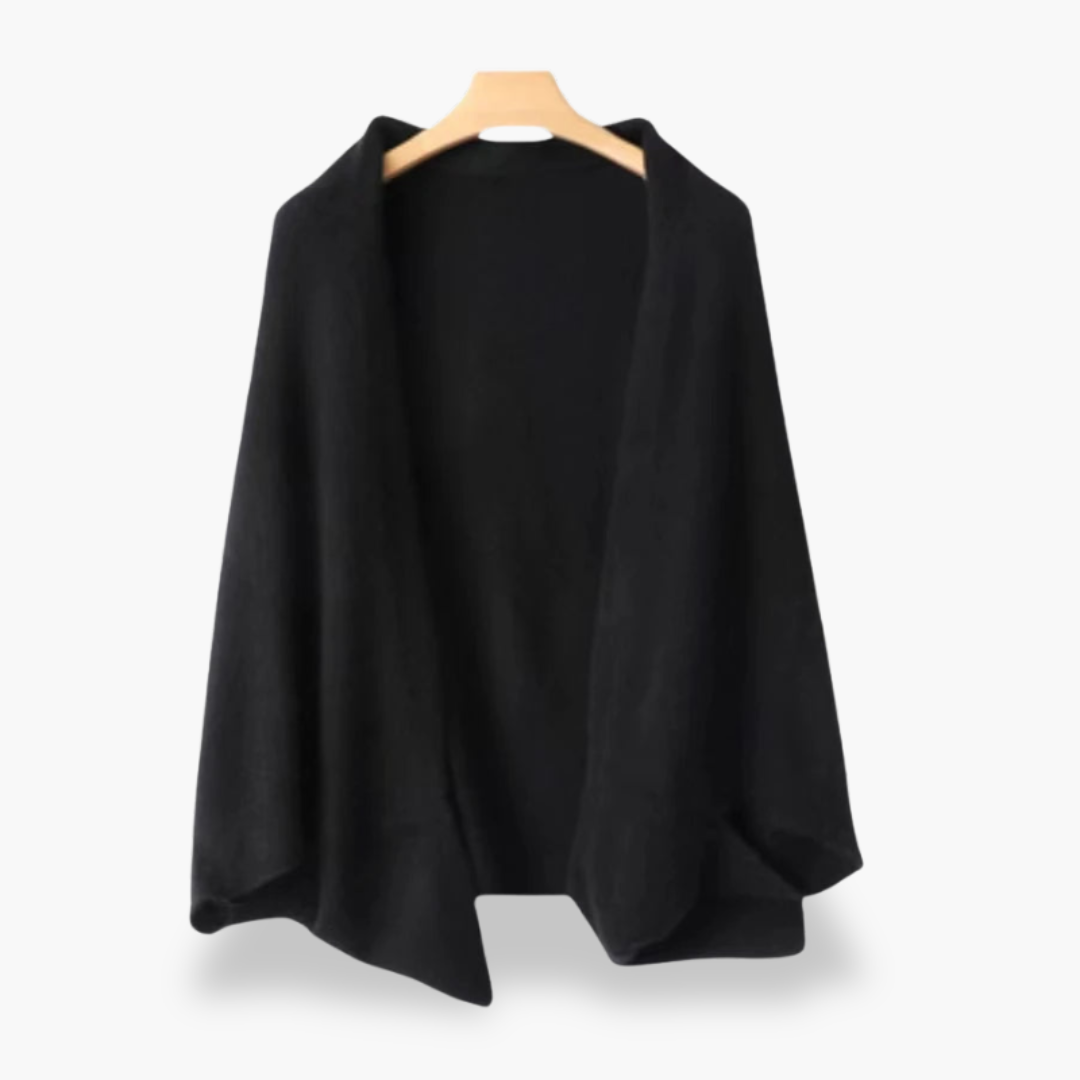 Lunara | Leggero Maglione Aperto Versatile Nero One-size