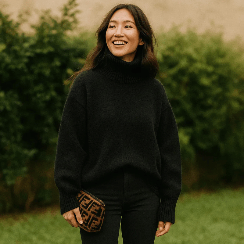 Maglia Dolcevita Morbida Collo Alto Per Donna | Lunara Nero