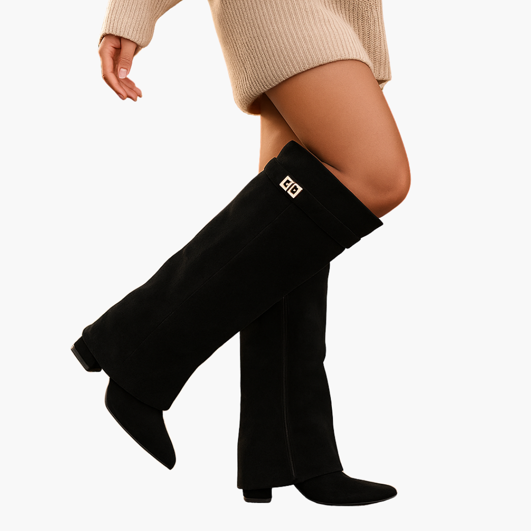 Suede Stivali Con Tacco Basso Per Donna | Lunara Nero