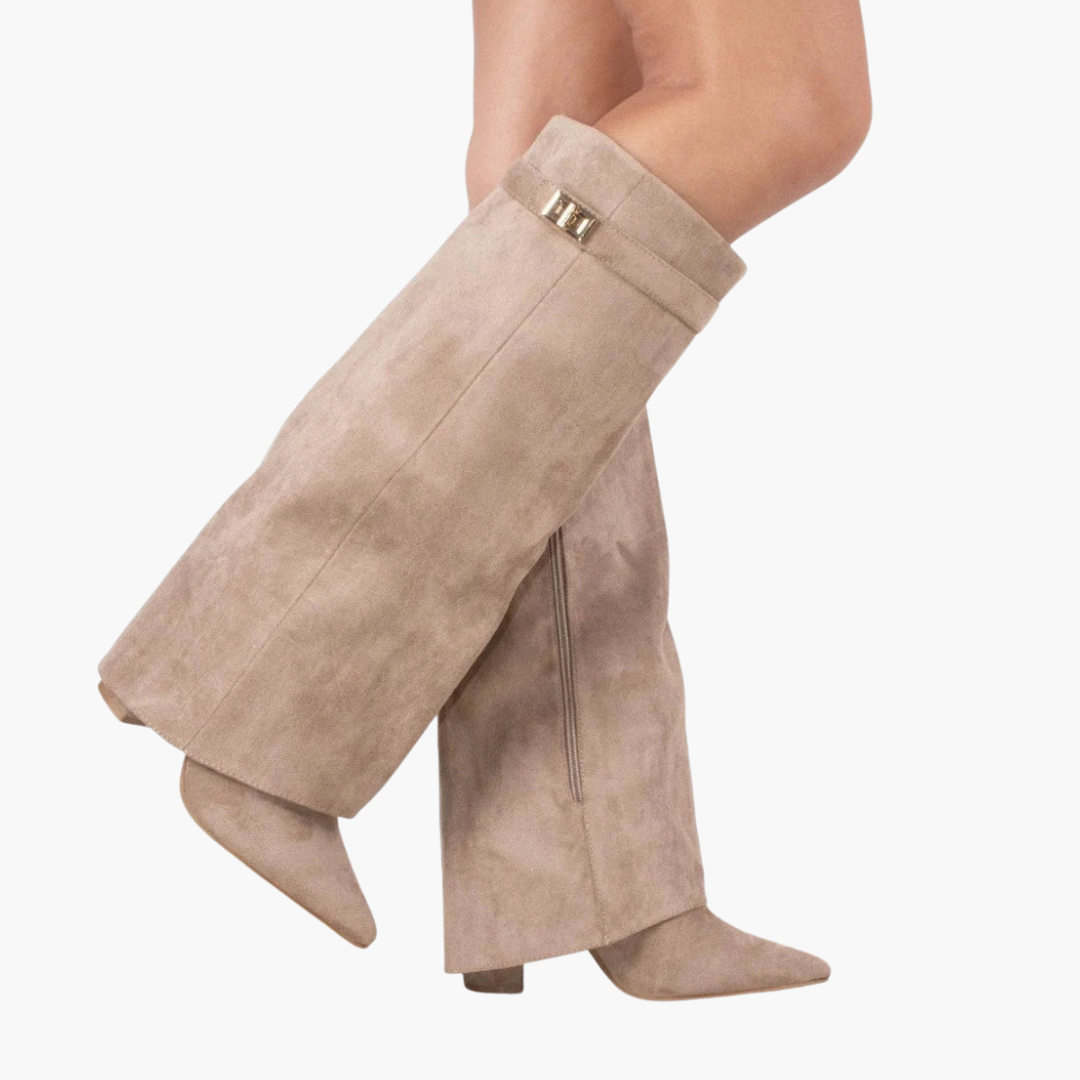 Suede Stivali Con Tacco Basso Per Donna | Lunara Beige