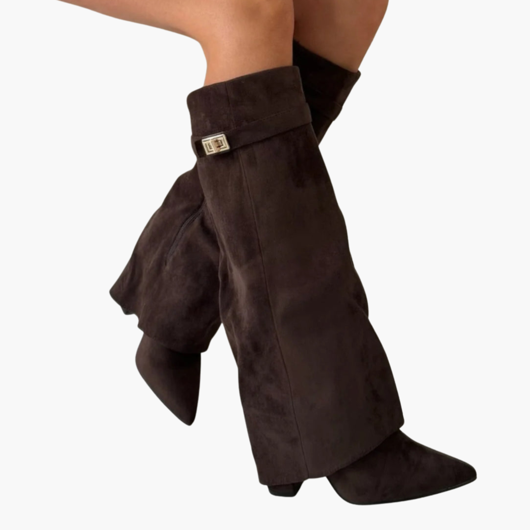 Suede Stivali Con Tacco Basso Per Donna | Lunara Marrone