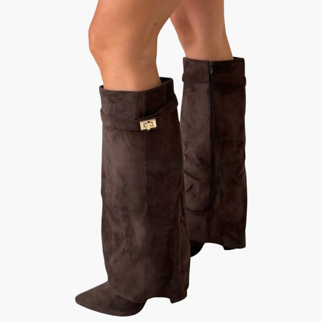 Suede Stivali Con Tacco Basso Per Donna | Lunara