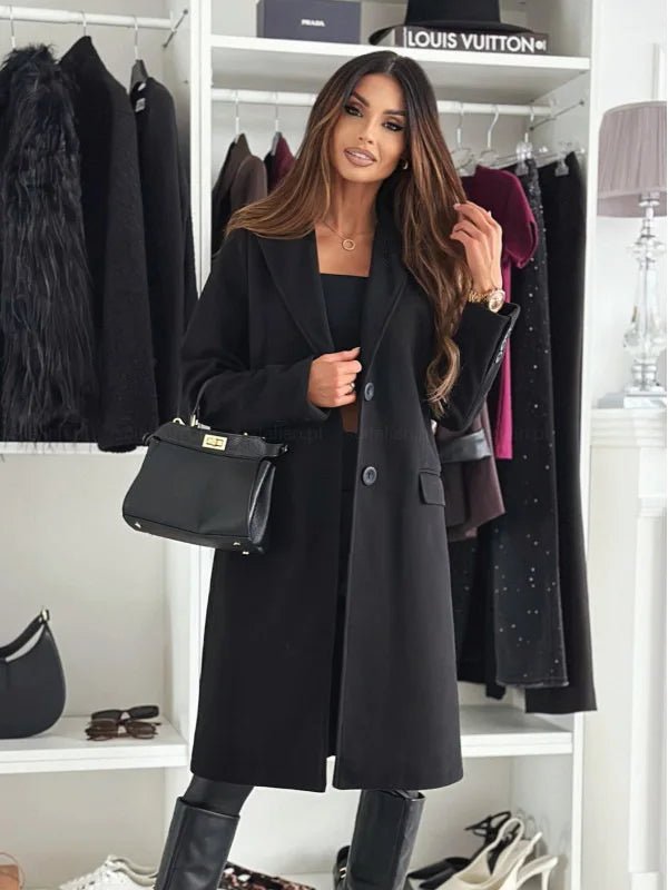 Lungo Cappotto Elegante per Donne | Valeria Nero