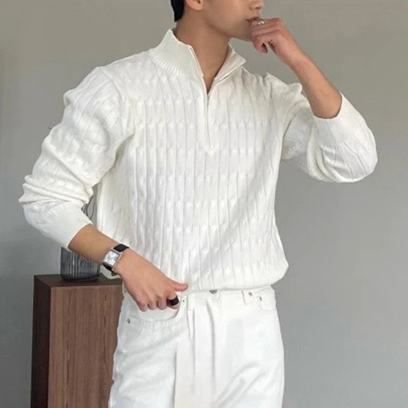 Maglione Jacquard con Zip per Uomini | Trivon Bianco