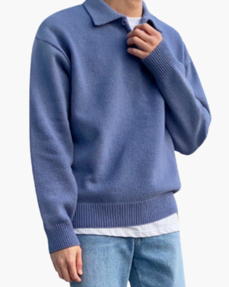 Maglione Mezza Zip in Lana per Uomini | Zenton Blu