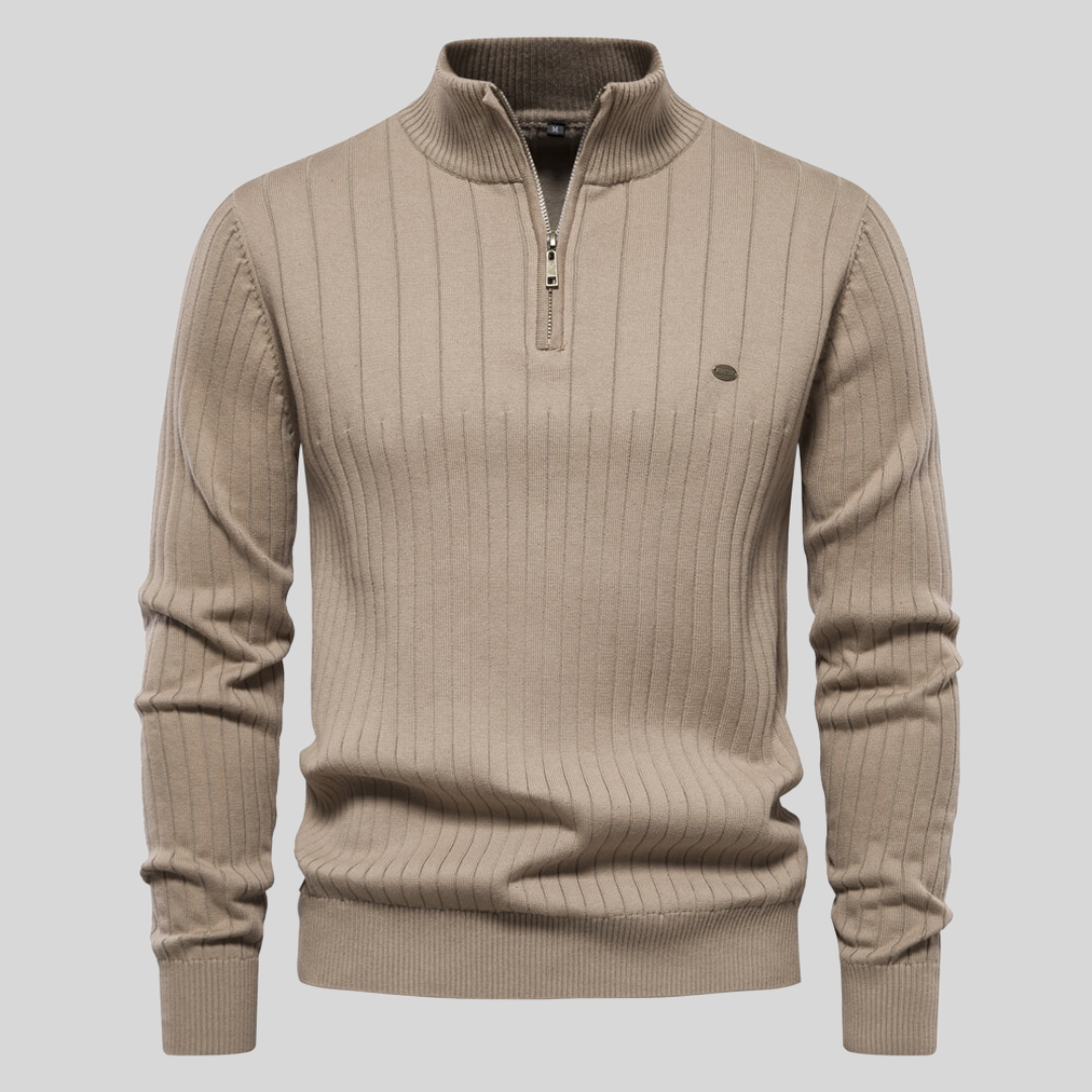 Maglione Mezza Zip per Uomini | Zorvex Cachi