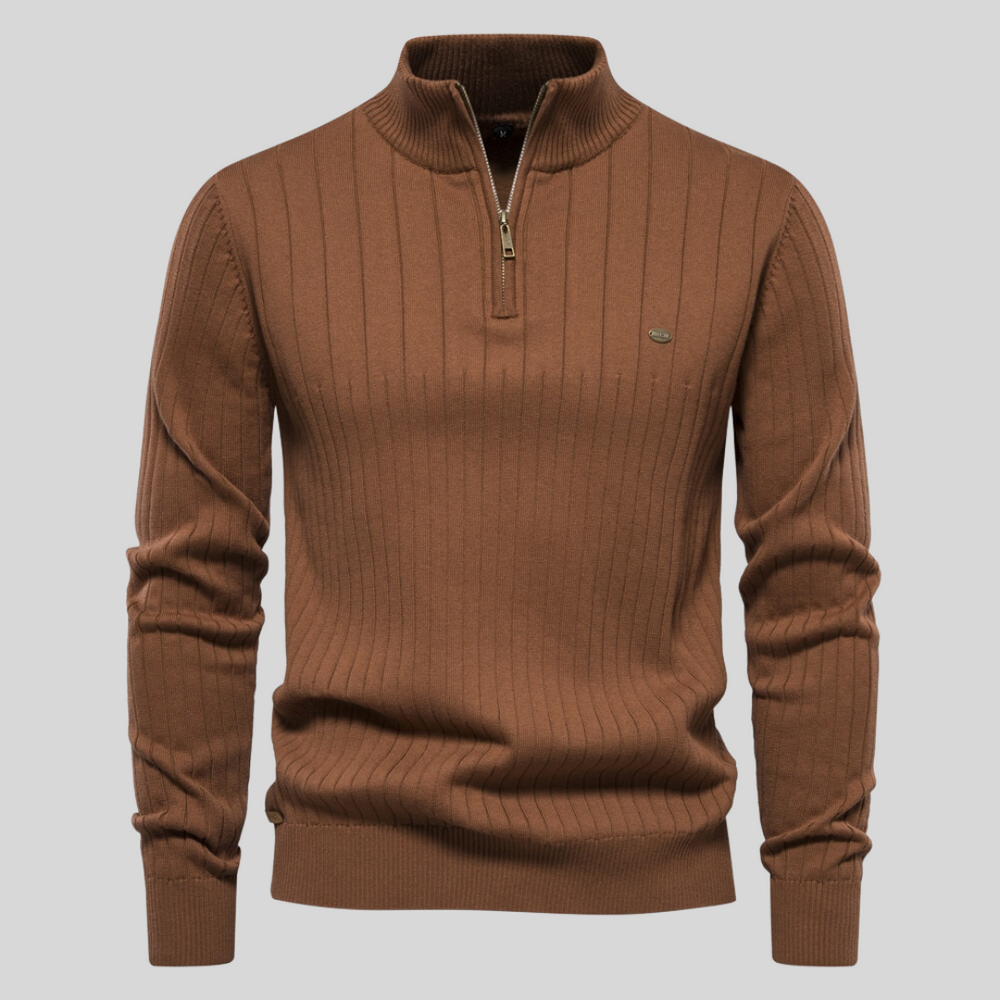 Maglione Mezza Zip per Uomini | Zorvex Marrone