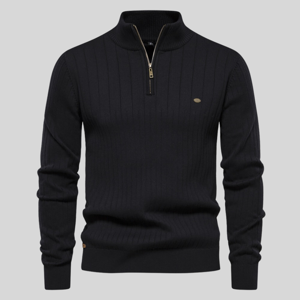 Maglione Mezza Zip per Uomini | Zorvex Nero
