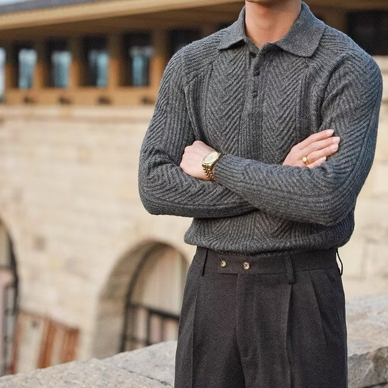 Maglione Polo Termico per Uomini | Lurex Grigio