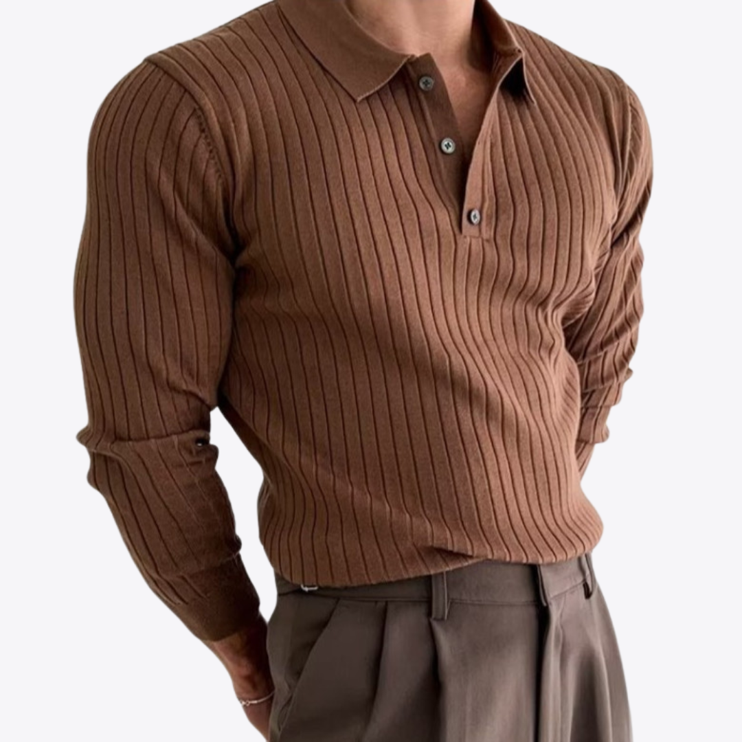 Maglione Polo con Colletto per Uomini | Nextris Marrone
