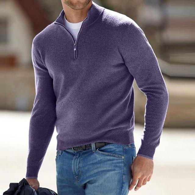 Maglione a V con zip per Uomo Maniche Lunghe | Klyro Viola