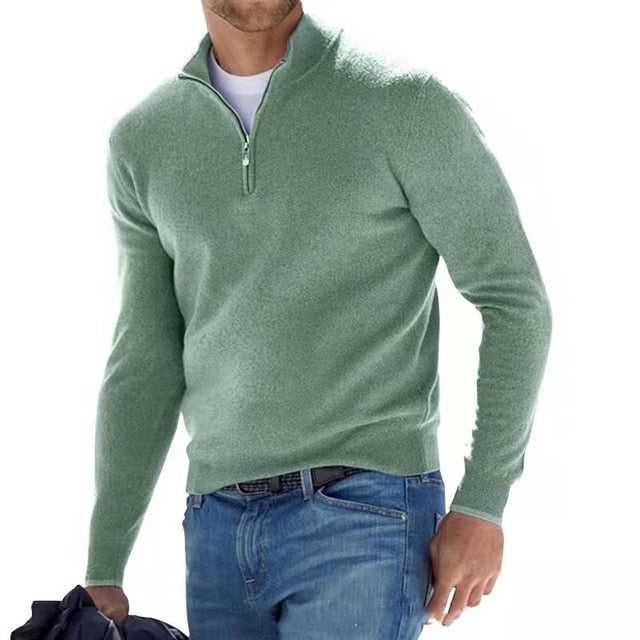 Maglione a V con zip per Uomo Maniche Lunghe | Klyro Verde