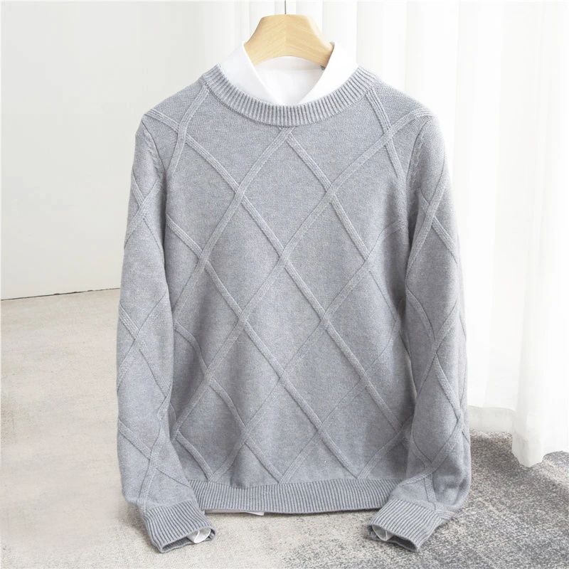 Maglione in Cashmere con Motivo per Uomo | Carlo Grigio