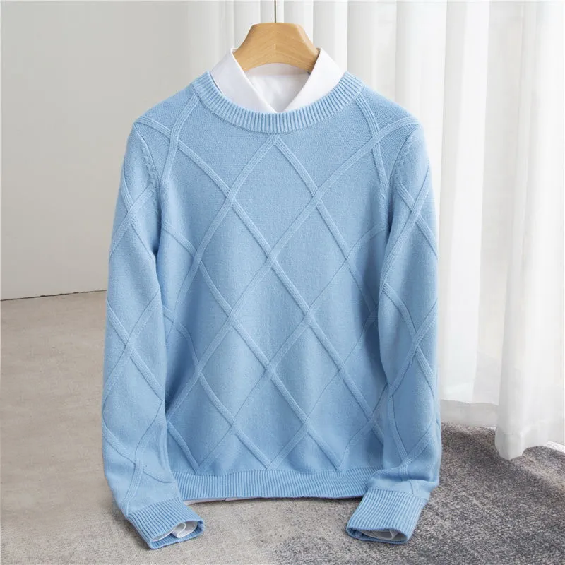 Maglione in Cashmere con Motivo per Uomo | Carlo Blu