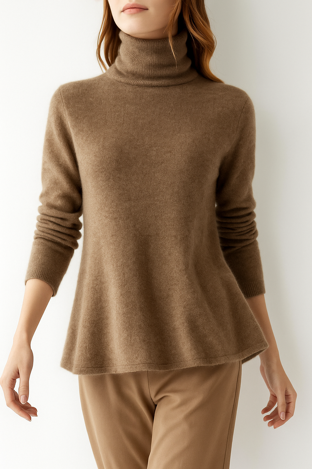 Maglione Dolcevita Donna in Lana Morbida | Chiara Beige