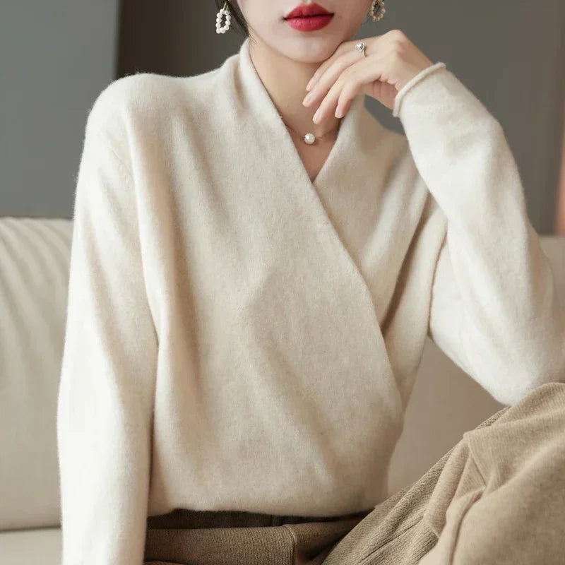 Maglione Donna Incrociato con Scollo a V | Serena Beige