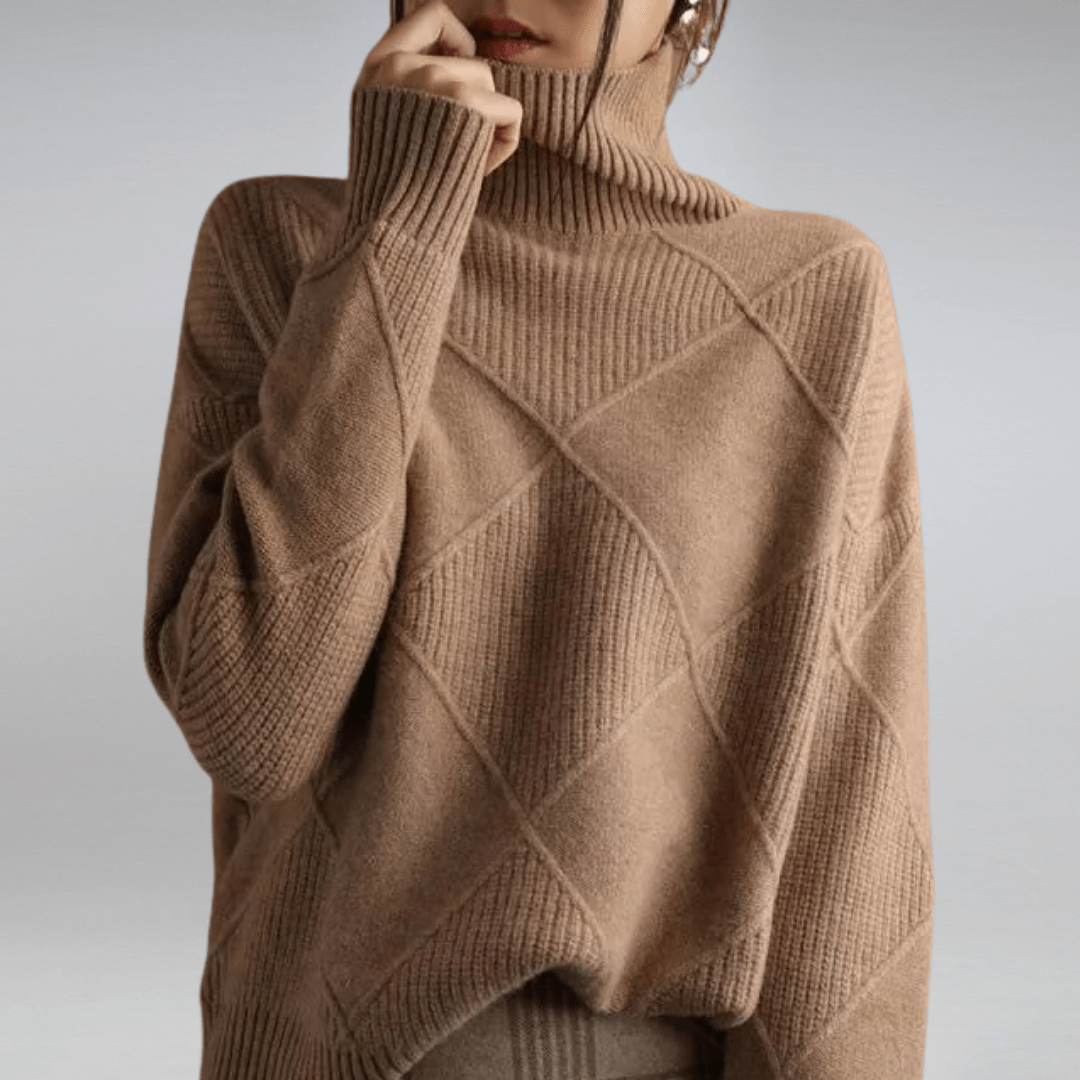Maglione a Collo Alto con Motivo a Rombi per Donna | Giulia Marrone
