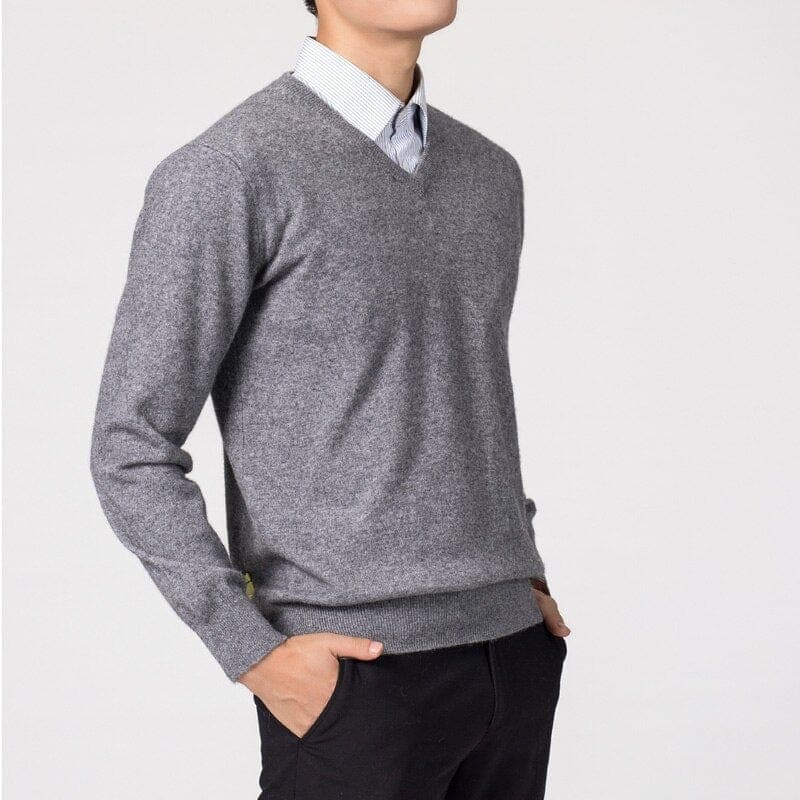 Maglione a Maglia con Scollo a V da Uomo | Nathan Grigio