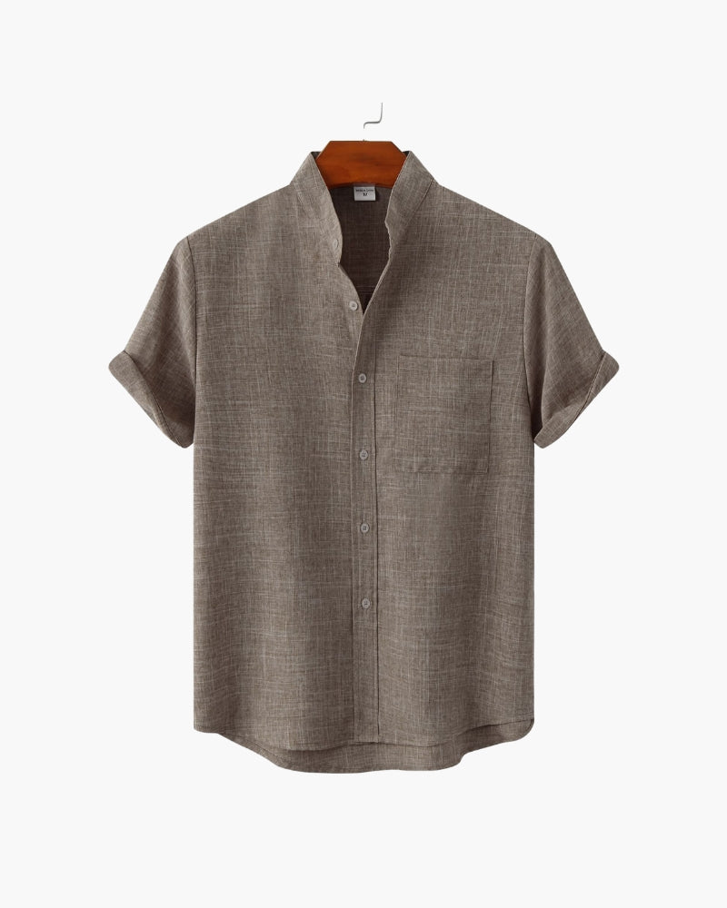 Camicia con Colletto alla Mandarina per Uomini | Nextris Marrone