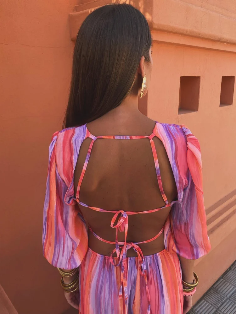 Marcella | Abito Lungo Donna a Righe con Cut Out in Vita 2