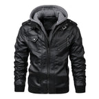 Marcello | Giacca in Pelle Casual Uomo con Cappuccio Nero
