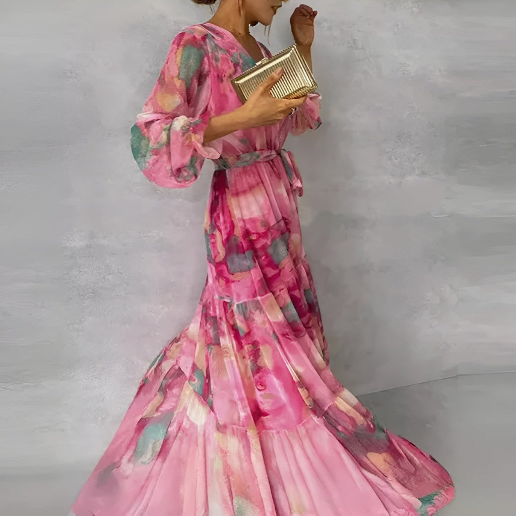 Women's Floral Pleated Summer Dress
