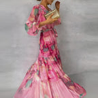 Women's Floral Pleated Summer Dress