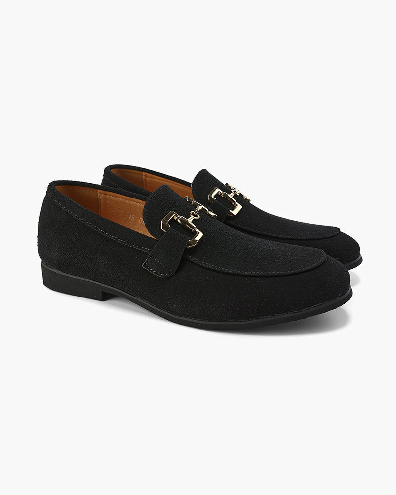 Marlo | Loafers Uomo Mocassini in Pelle Scamosciata con Morsetto Neri 2