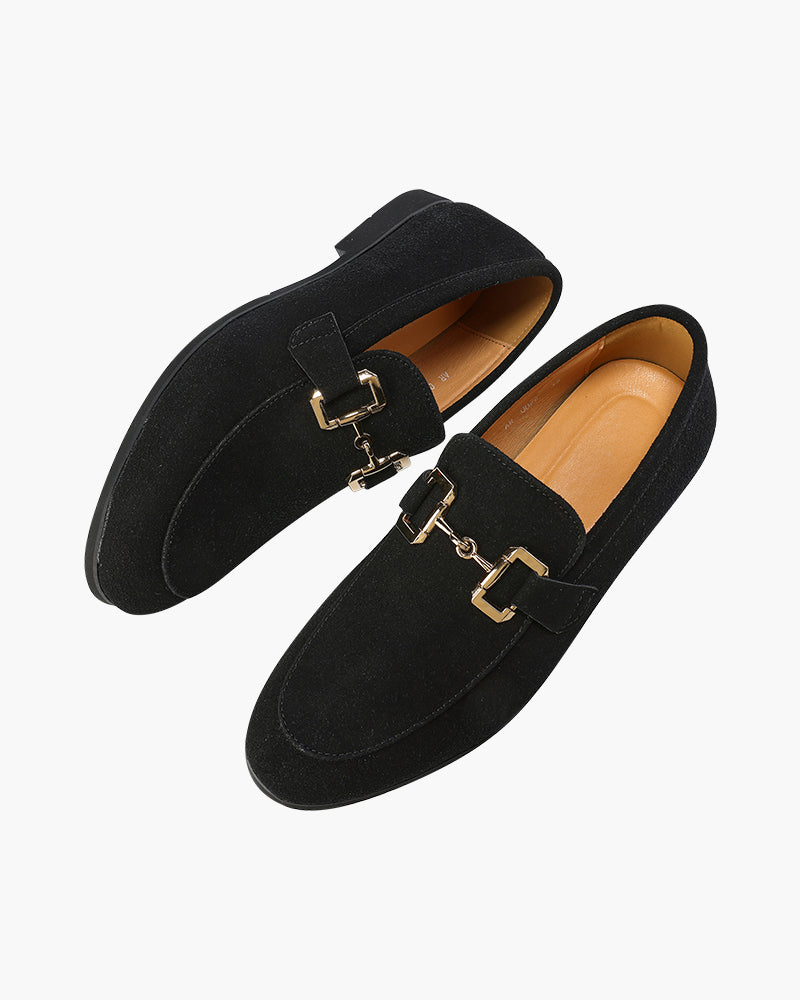 Marlo | Loafers Uomo Mocassini in Pelle Scamosciata con Morsetto Neri 4