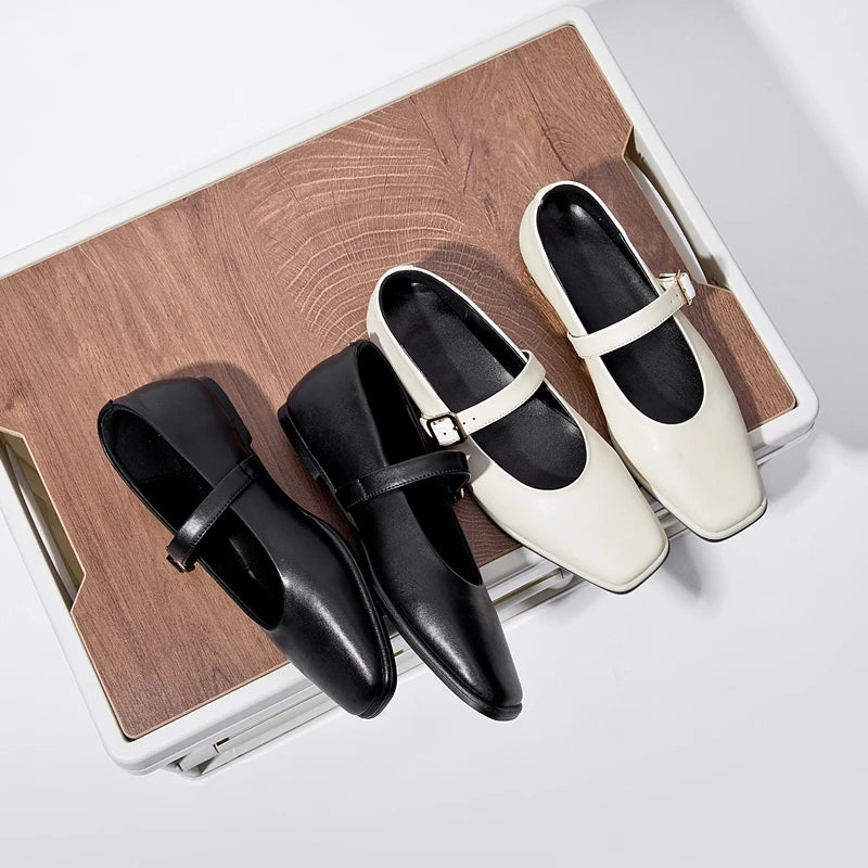 Marta | Scarpe Mary Jane Piatte in Pelle Bovina