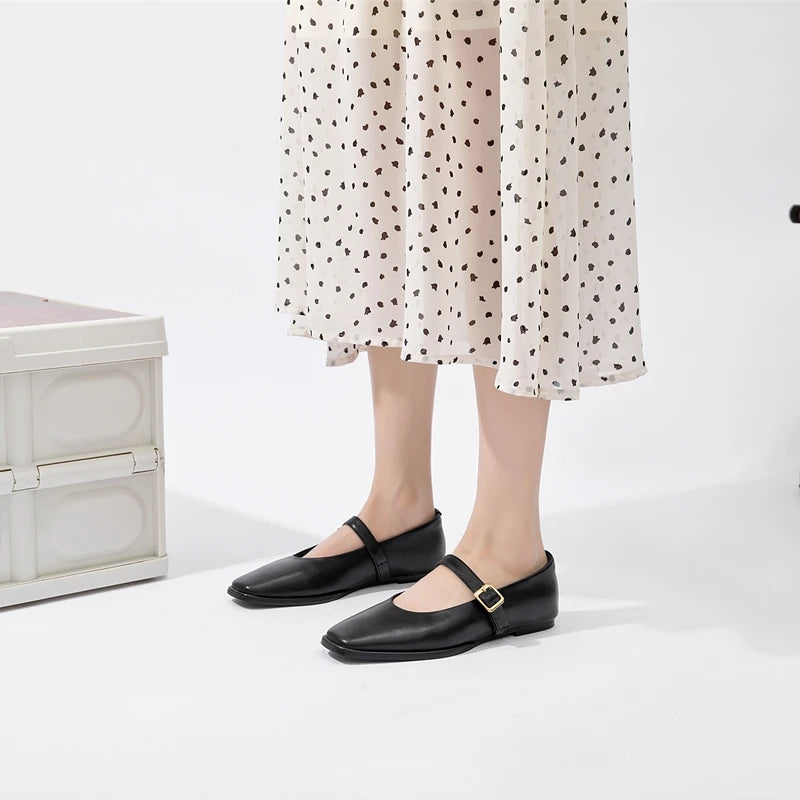 Marta | Scarpe Mary Jane Piatte in Pelle Bovina