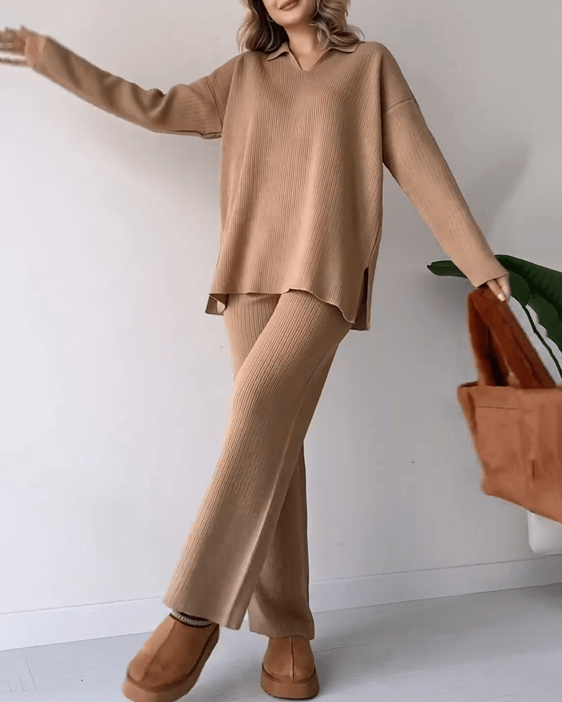 Marta | Set Due Pezzi Con Top e Pantaloni Khaki