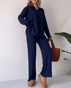 Marta | Set Due Pezzi Con Top e Pantaloni Blu scuro